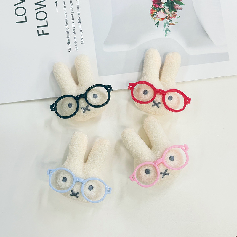 Креативная заколка для волос в виде плюшевого кролика с очками, сабо, шляпами и сумками, свежие и милые аксессуары