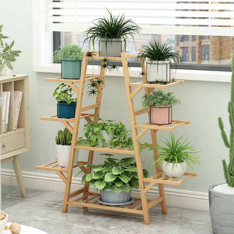 Flower shelf indoor multi-layer storage rack floor assembly Balcony decoration flower pot rack green radish succulent living room space saving