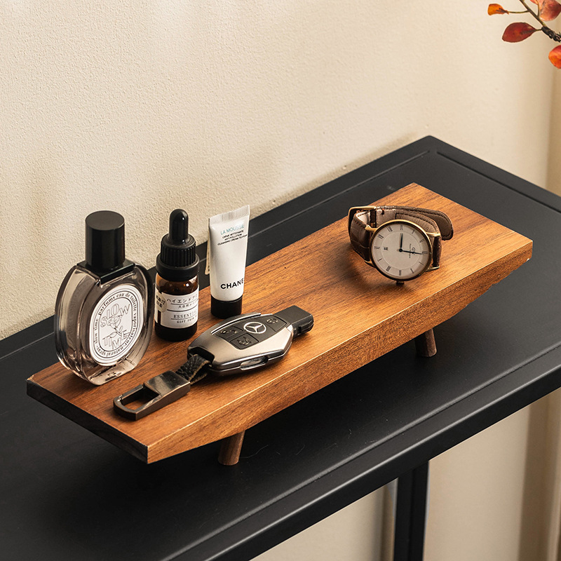 Chinese High-End Entrance Decoration Ornaments Room Living Room Tea Table Desktop Countertop Storage Rack Solid Wood Tray