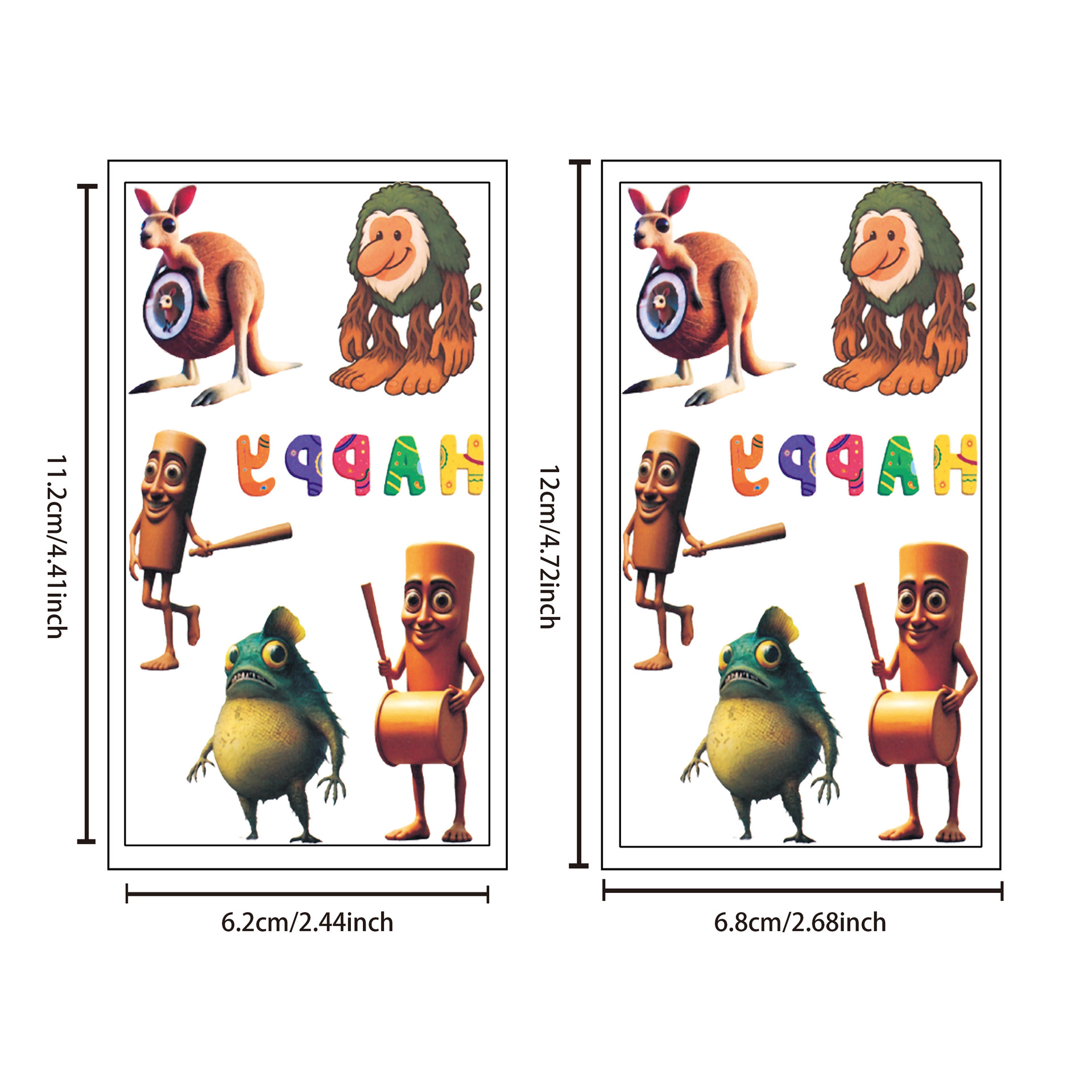 Cross-Border New Cartoon Mountain and Sea Scripture Tattoo Stickers for Children's Cute Party Activities Temporary Arm and Face Tattoo Stickers