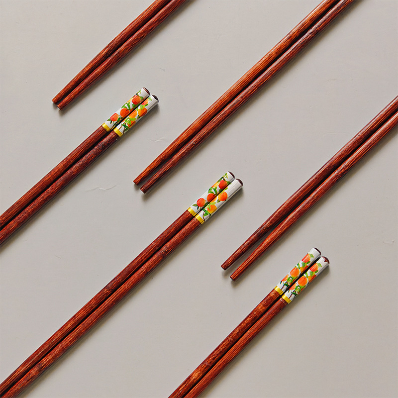 Factory in stock Persimmon Ruyi Printed Chopsticks New Chinese Style One Person One Chopsticks Household Everything Ruyi Bamboo Chopsticks