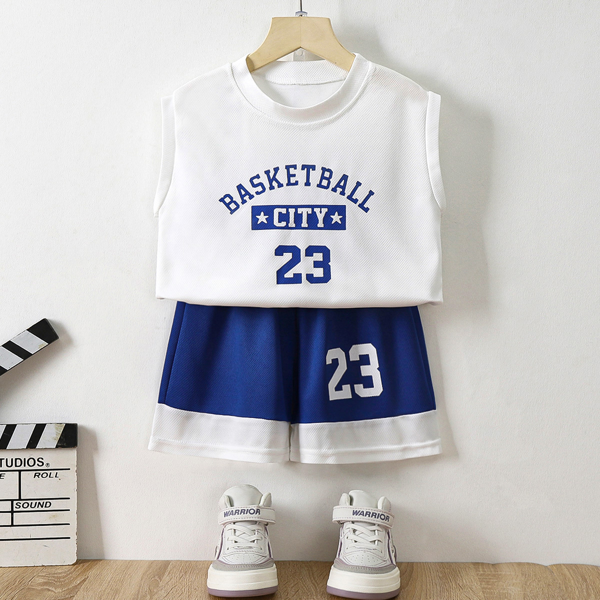 Children's Summer Vest Sports Suit Mesh Quick-Drying Western Style Casual Boys Sleeveless Thin Jersey Suit