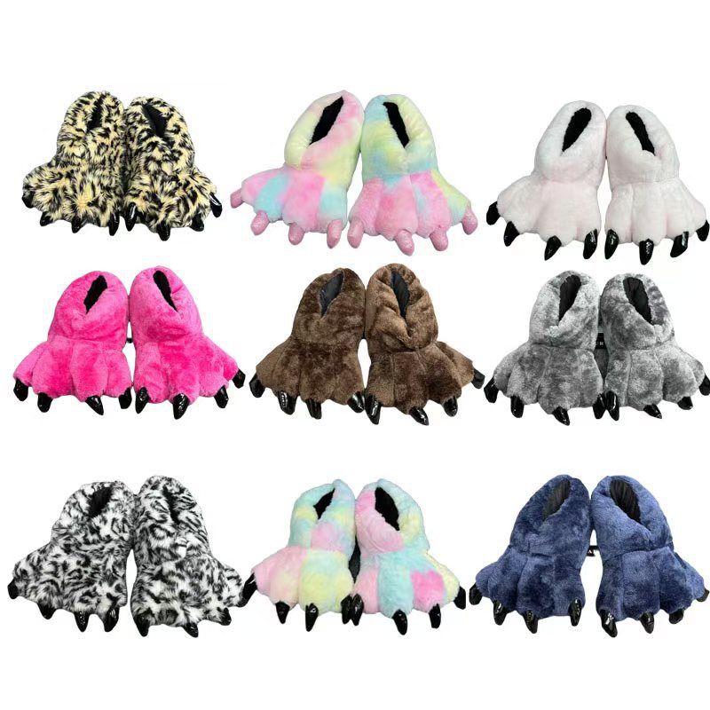 Забавные тапочки в виде животных, плюшевые, теплые, для дома