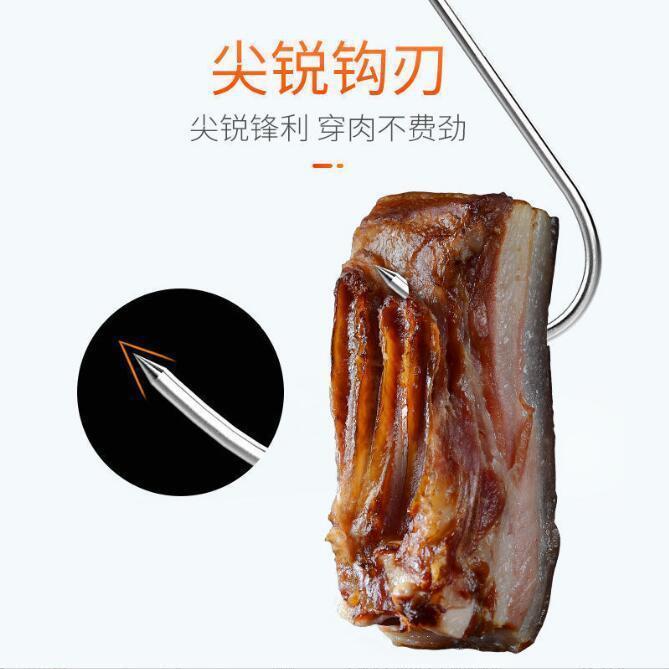 Stainless steel Special meat drying hook kitchen multi-functional S-type solid pointed big hook for hanging pork sausage