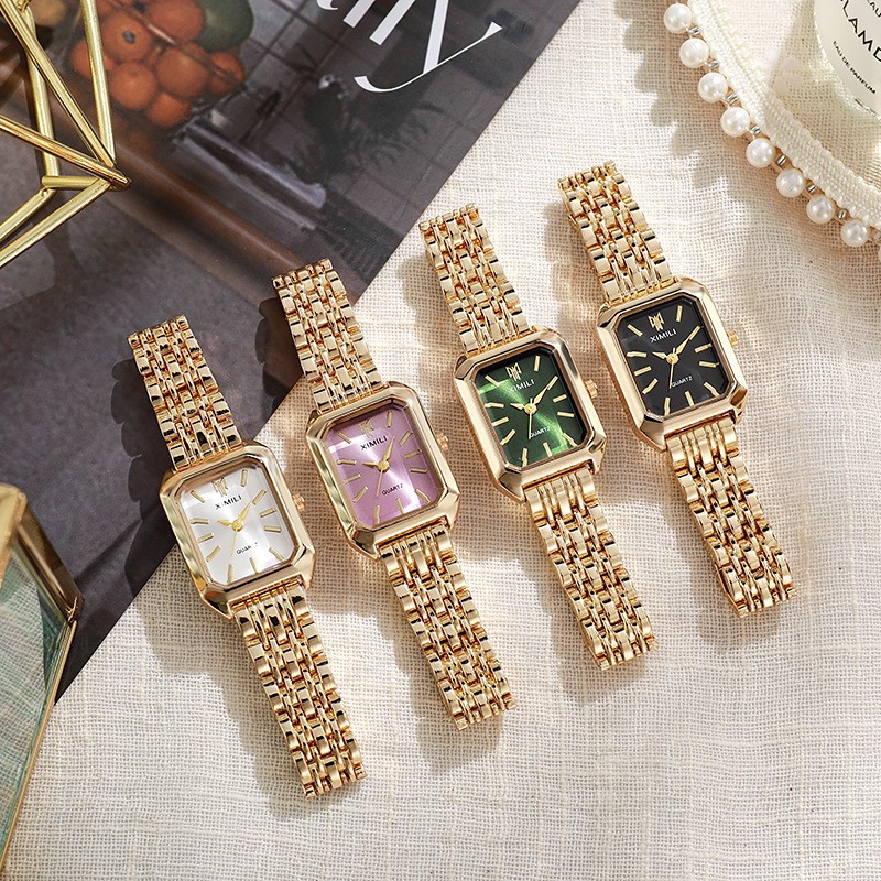 Foreign Trade Hot Selling New Trendy Square Women's Watch Gold Watch Women's Watch Steel Belt Women's Watch Manufacturer Spot Wholesale