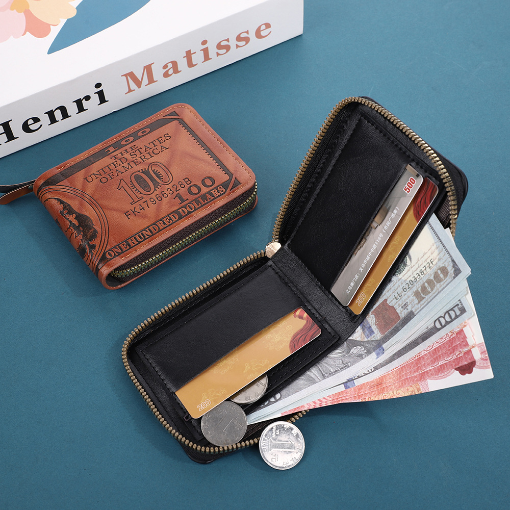 Лучший продаваемый мужской кошелек с печатью долларов США ретро монетница готовая ультралегкая монетница короткая сумка на молнии