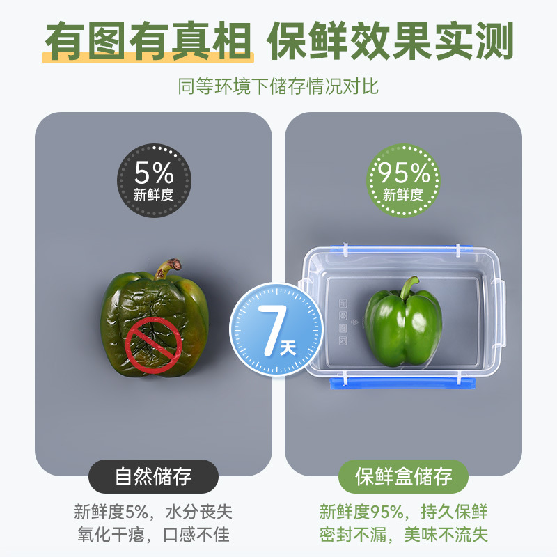 Crisper Box Rectangular Thickened Plastic Refrigerator Storage Box Microwaveable Frozen Food Sealed Box Sample Retention Box Commercial