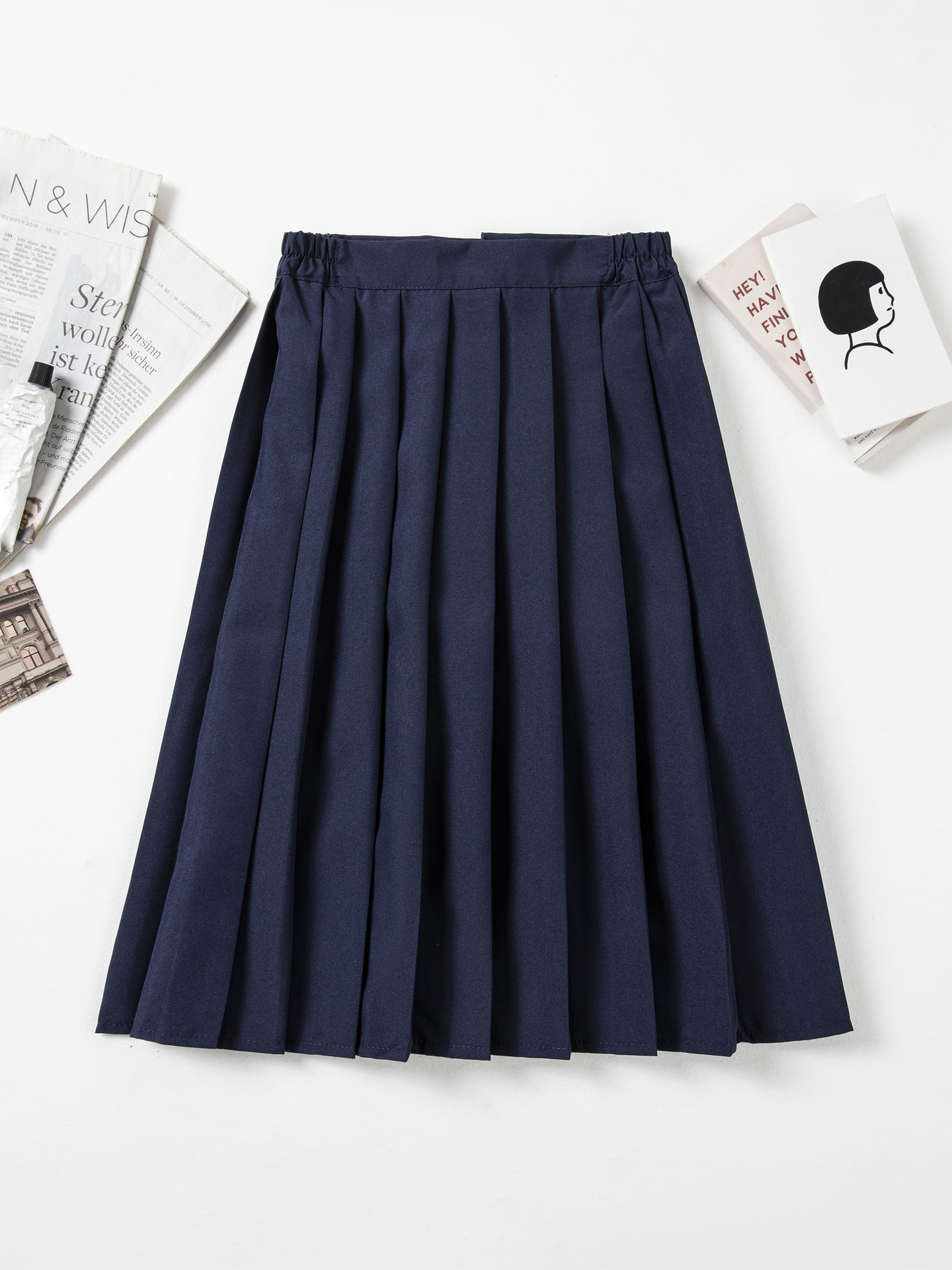 Powerful Manufacturer Wholesale Autumn New Versatile Slimming Look Preppy Style Jk Uniform Basic Navy Blue Pleated Skirt