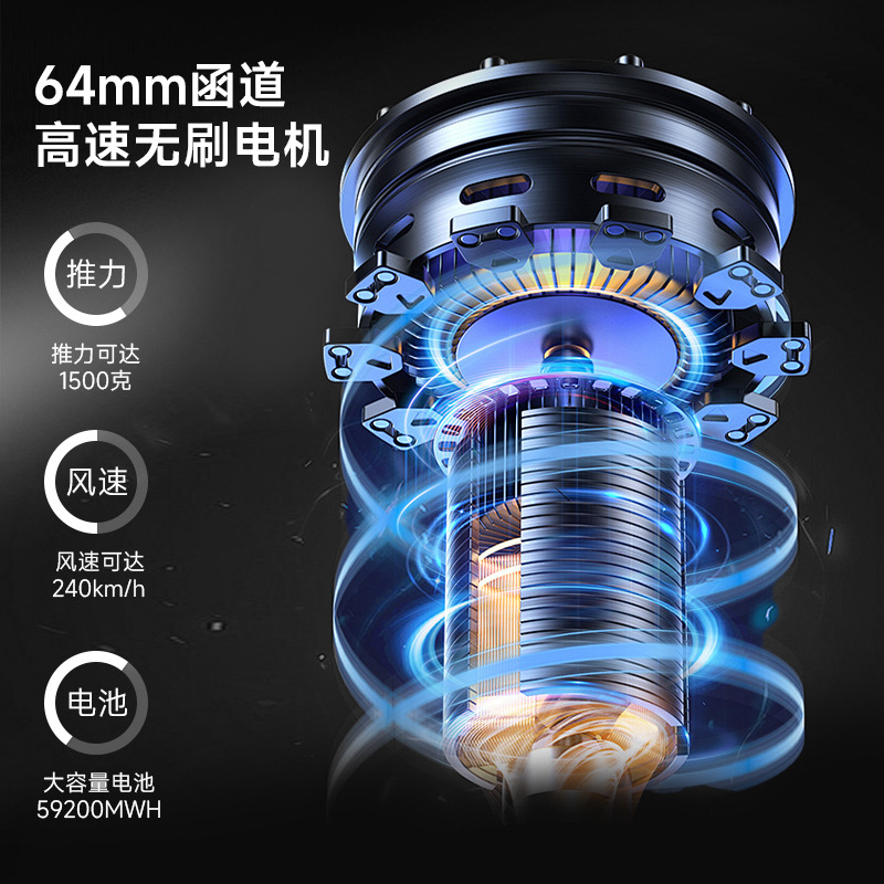 Mini X64Pro Violent Turbine Fan 64mm Metal Ducted Brushless Motor Ambient Light Stepless Speed Regulation