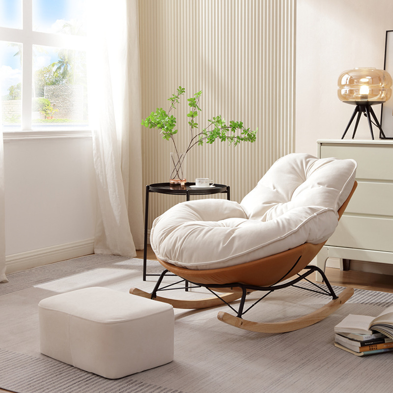 Lazy Sofa Rocking Chair Single Eggshell Chair Living Room Bedroom Cream Style Small Sofa Swing Rotten Chair Casual Penguin Chair