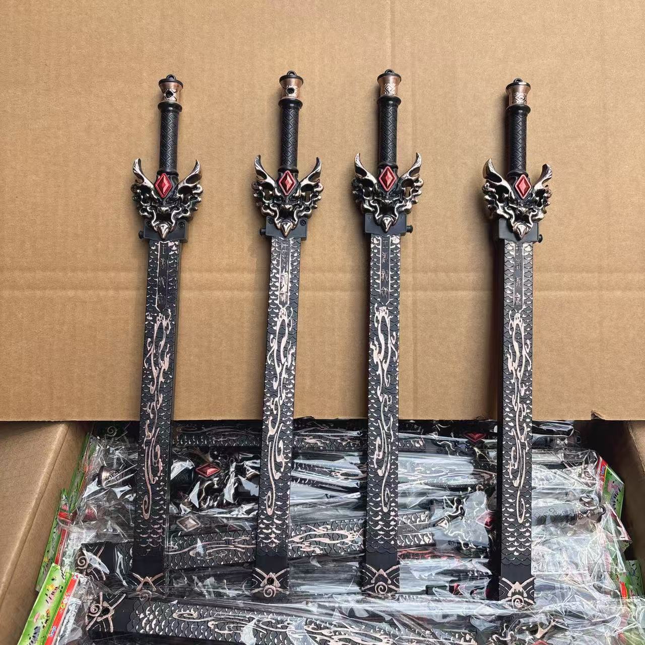 Children's One-Click Ejection Toy Sword with Sheath Stage Props 38cm Toy Sword Night Market Stall Supply Wholesale