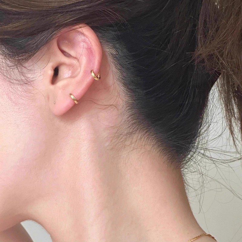 Sleeping Without Removing, Small and Exquisite Plain Hoop Earrings, Ear Bone Rings, 925 Silver Needles, Niche High-End Design, Versatile Ear Buckles