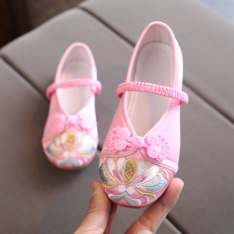 Han Dynasty Shoes, Kidsren's Antique Embroidered Shoes, Girls' Chinese Style Costume, Baby's Old Beijing Cloth Shoes, Drop Shipping
