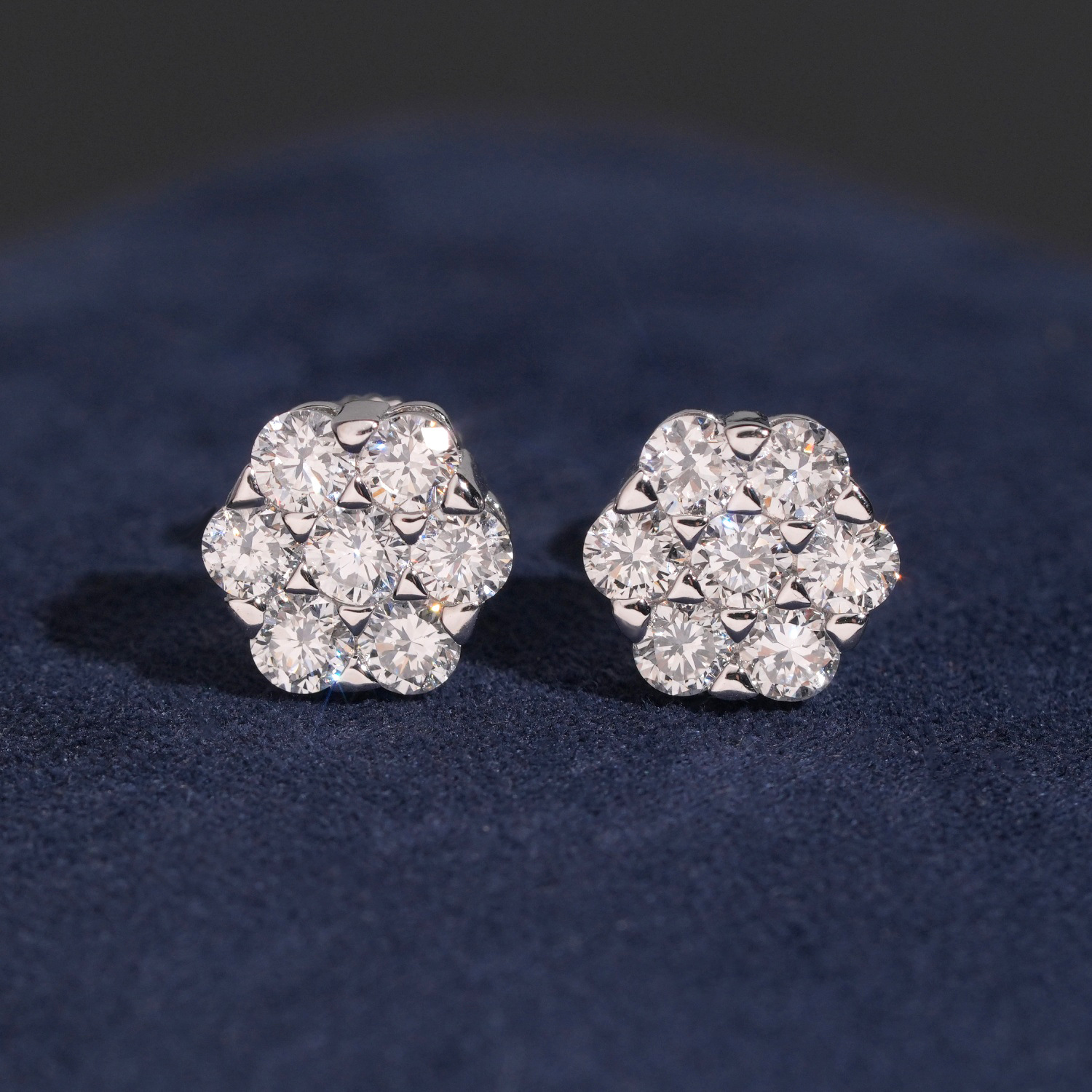 Cross-Border S925 Silver Inlaid Laboratory-Grown Diamond 9.5mm Flower Fashion Earrings European and American Hot-Selling Models for Men and Women