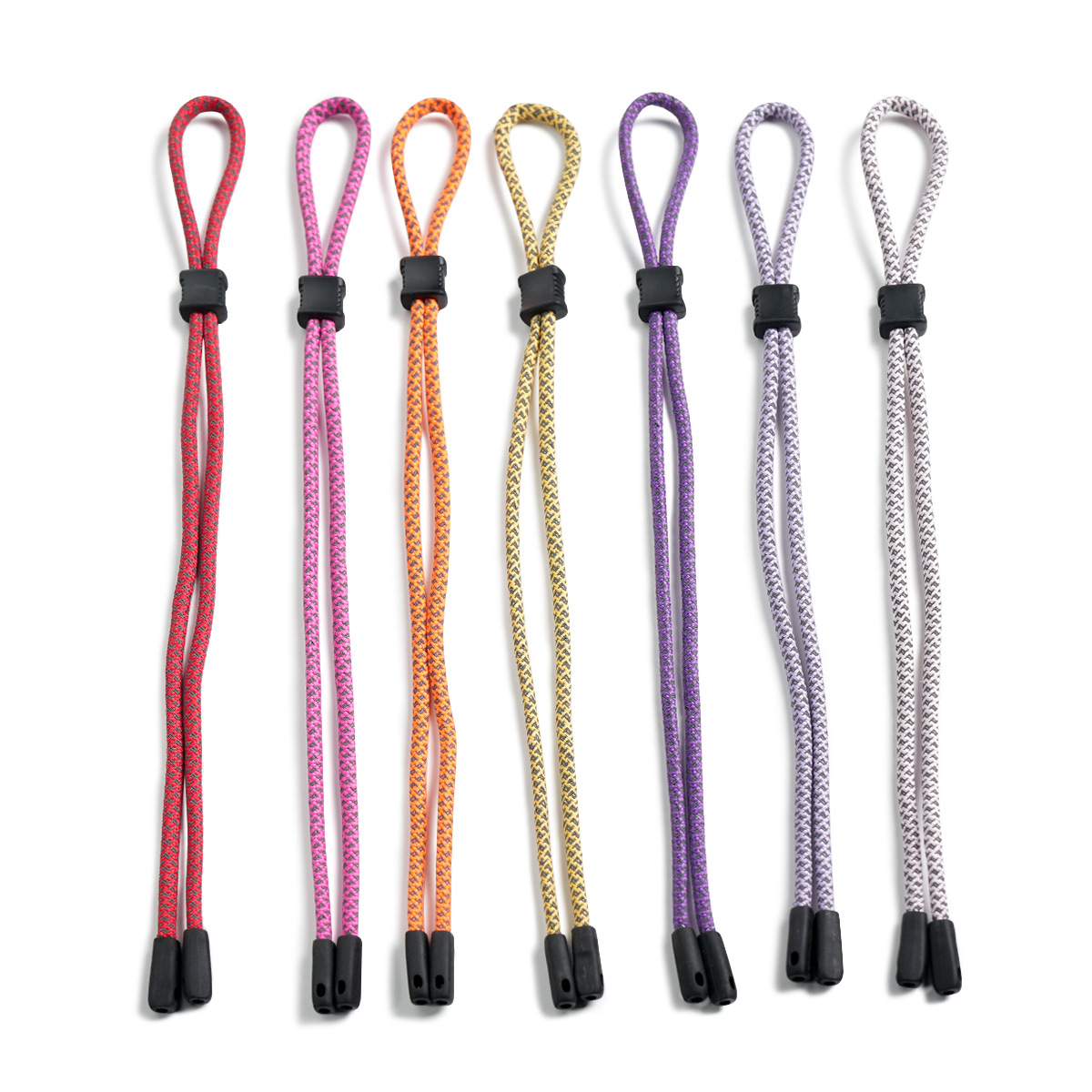 Fluorescent Reflective Glasses Cord, Anti-Lost Glasses Chain for Rafting Sports, Adjustable Buckle Glasses Strap, Double-Hole Lanyard