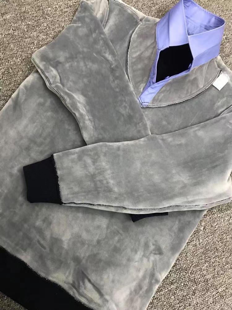 Authentic Autumn and Winter Wool Sweater for Men, Fleece-Lined, Faux Two-Piece, Thickened Shirt, Base Sweater, Knitwear, Security, Commuting, Warm