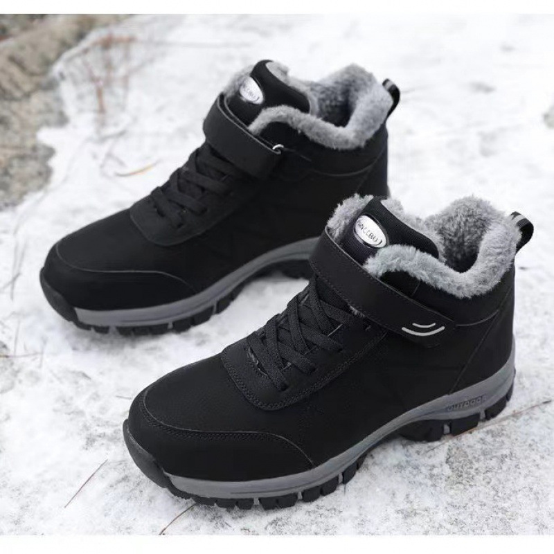 Middle-aged and elderly walking shoes winter new men's fleece-lined thickened snow boots dad cotton shoes non-slip soft bottom hiking shoes