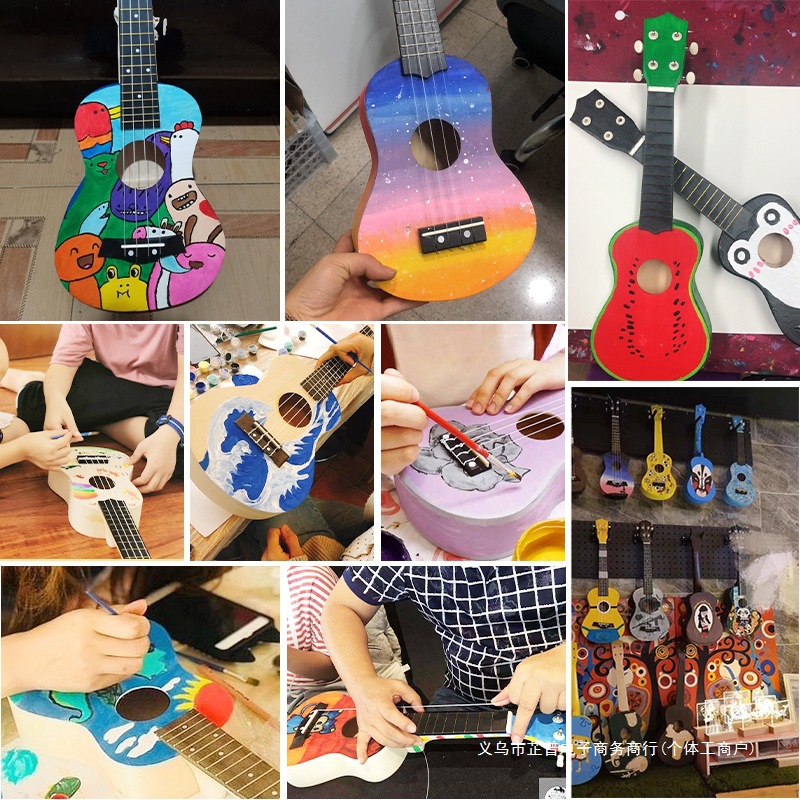 Assemble Ukulele DIY Small Guitar Handmade Homemade Material Package Painted Hand-Painted Graffiti Wooden