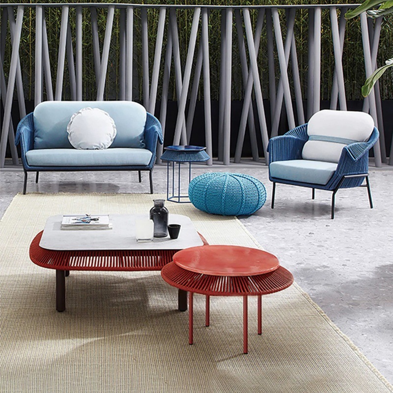 Nordic Outdoor Sofa Combination Villa Courtyard Hotel B&B Garden Rattan Sofa Outdoor Furniture Commercial Rattan Chair