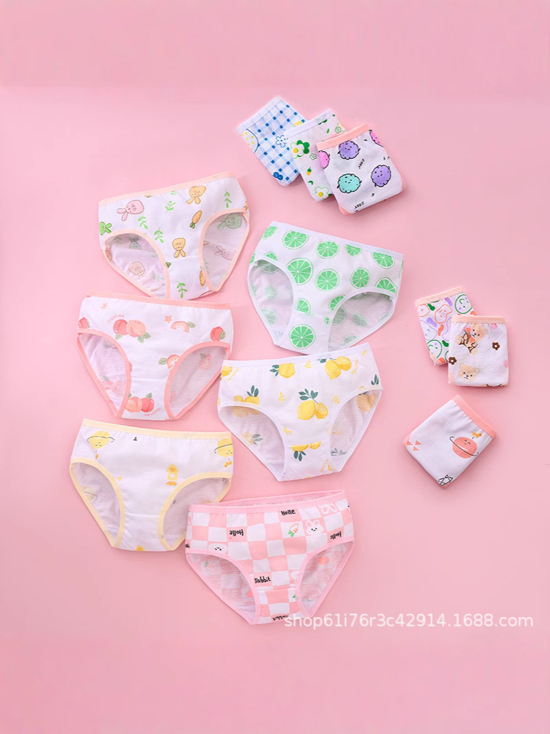 Cotton briefs women cross-border 100% cotton girls briefs cute printed little girl underwear wholesale cotton