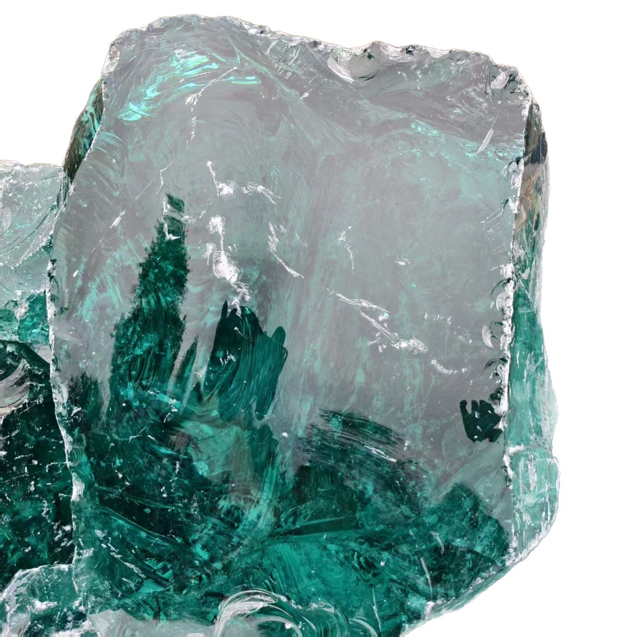 Manufacturer Wholesale Glass Stone Large Pieces for Aquariums, Glacier Stone for Landscaping, Blue Crystal Natural Glass Blocks