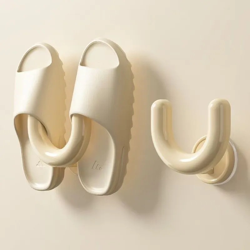 Bathroom Suction Cup Slipper Rack Type Punch-Free Bathroom Door Drain Slipper Hanger Hook Entry Door Storage Rack