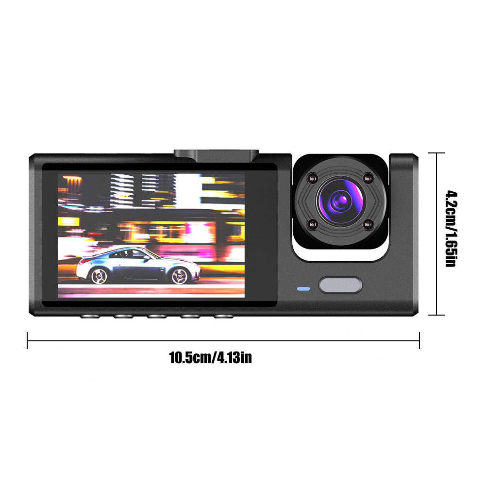 C309 HD 1080p 2-inch screen driving recorder 3-way three-lens parking monitoring with night vision car DVR