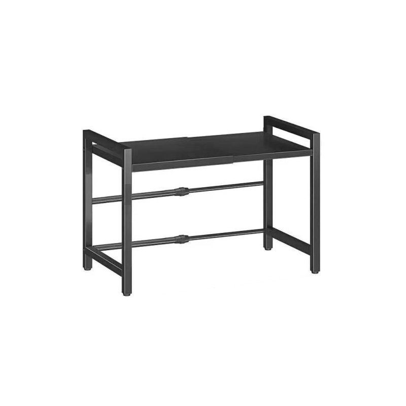 Home Kitchen Microwave Storage Rack Countertop Organizer Kitchen Storage Rack Carbon Steel Retractable Double-Layer Organizing Rack