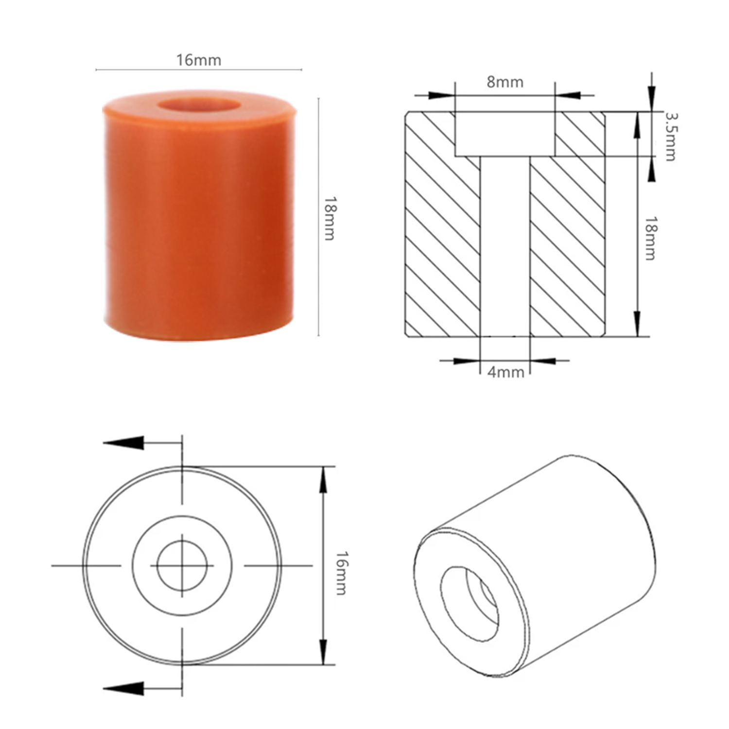 Yaotai 3D printer accessories silica gel column hot bed leveling column platform silicone shock absorber silicone leveling column