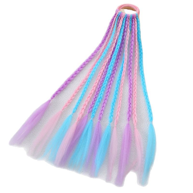 Children's Dreadlock Ponytail, Colorfulful Braided Ponytail, Braided Hair Tie, Boxer Braid, Three-Strand Braid, Dreadlock Extension Braid