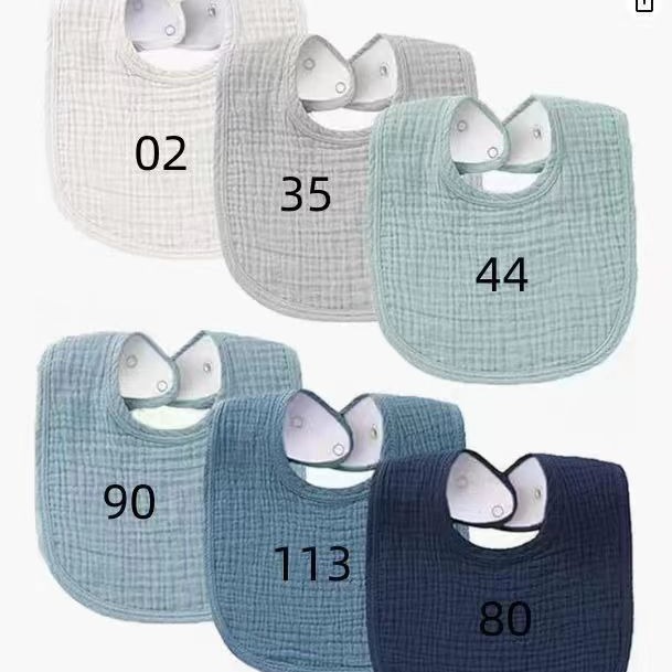 Cross-border explosion U-shaped saliva towel newborn absorbent solid color double crepe cotton gauze bib children's towel