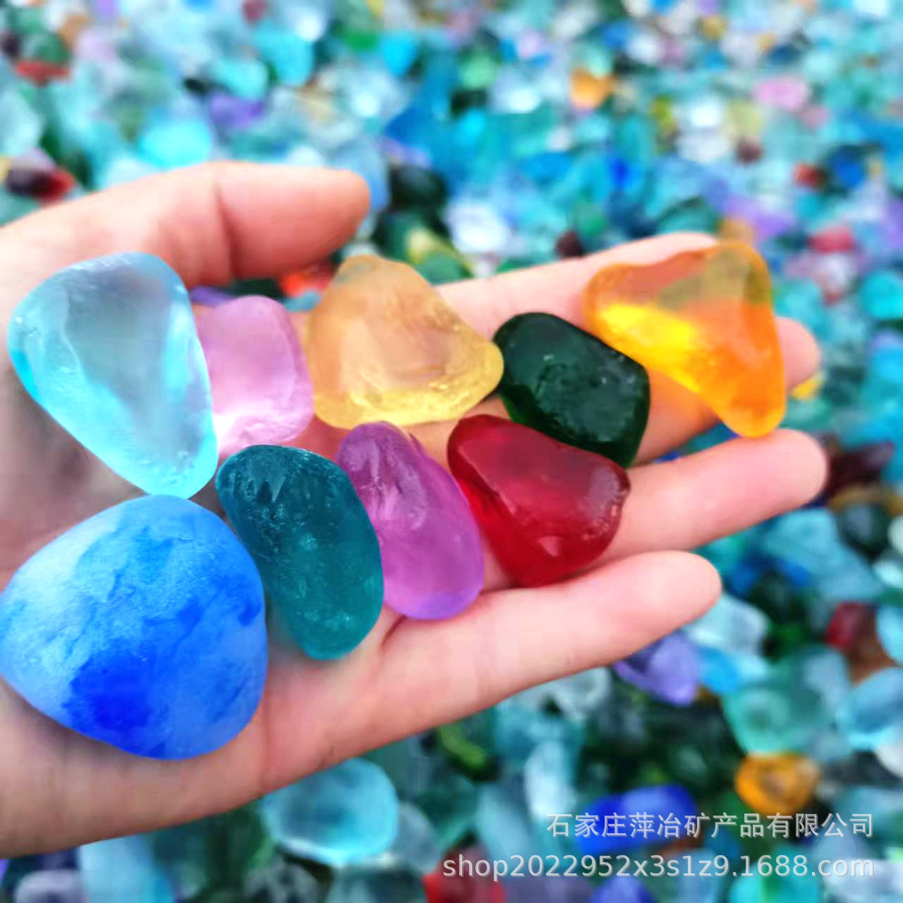 Irregular Shaped Glass Pebbles, Sea Glass, Frosted Mixed Color Stones for Aquarium Fish Tank Landscaping