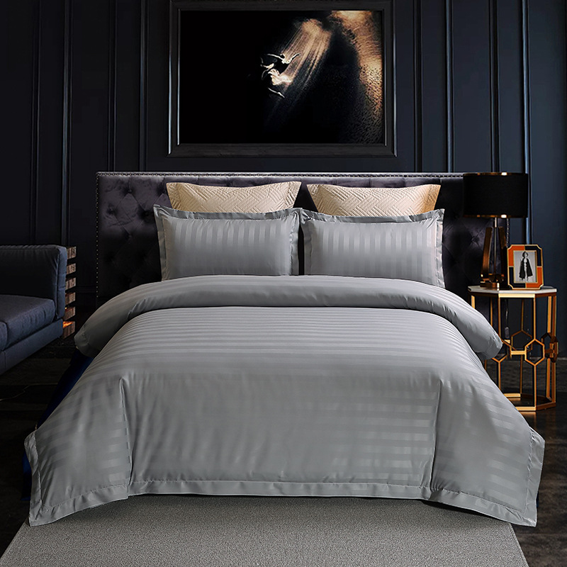 Hotel Style B&B Hotel Bed Four-Piece Set White Bed Sheetss, Fitted Bed Sheetss, Quilt Cover, Quilt Core, Pillow Core, Apartment Full Set of Linen