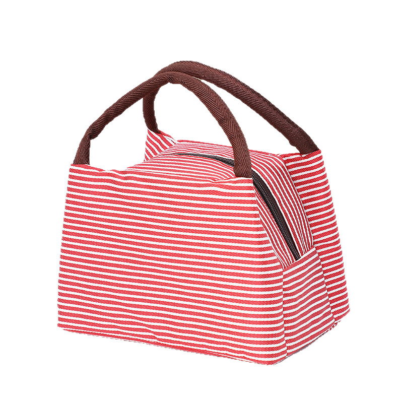 Striped Fashion Lunch Bag Office Worker Lunch Box Bag Oxford Cloth Portable Insulated Box Storage Bag Student Lunch Box Bag