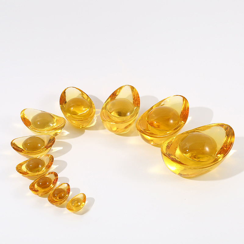 Coloured Glass Yuanbao Luckful Yuanbao Crystal Ornaments Crafts Home Decorations Opening Housewarming Wedding Gifts