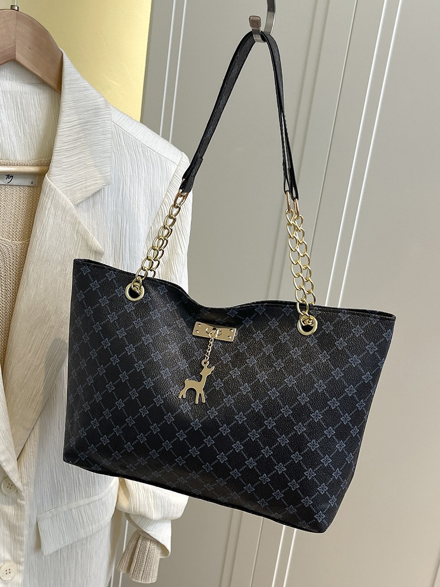 Casual Retro Large Capacity Tote Bag Women's 2023 New Popular Easiest for Match Deer Shoulder Bag Commuting Handbag