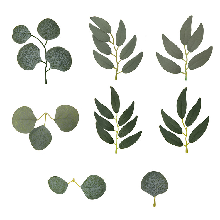 Симуляция одиночного листа эвкалипта, ива, многослойные свадебные украшения, искусственные цветы, ручная работа, оптовая продажа