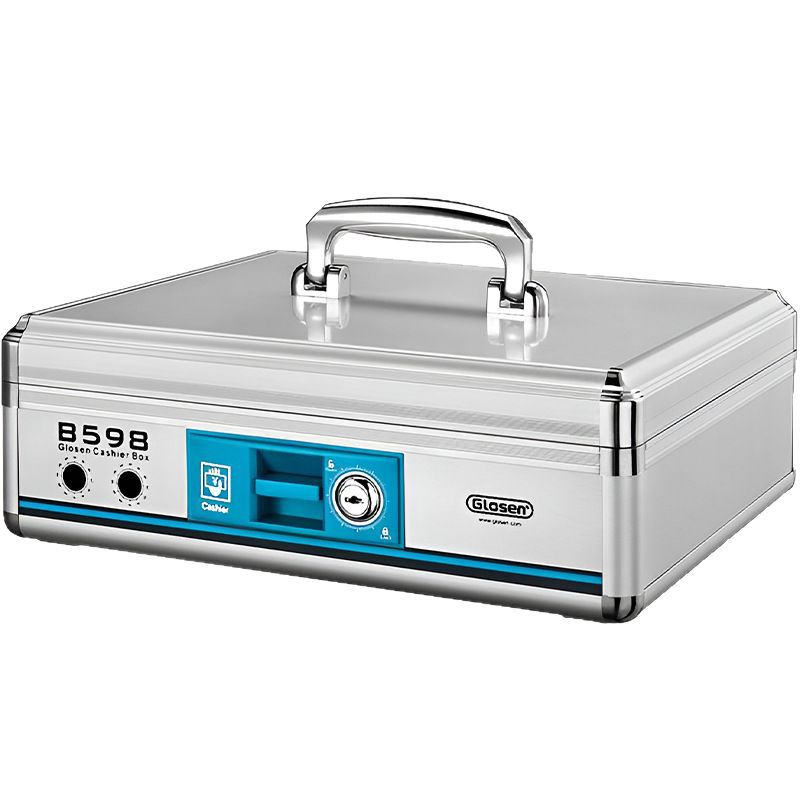 Aluminum Alloy Locked Cash Register Box Portable Multifunctional Cash Register Box Metal Money Box Portable Vault Money Box