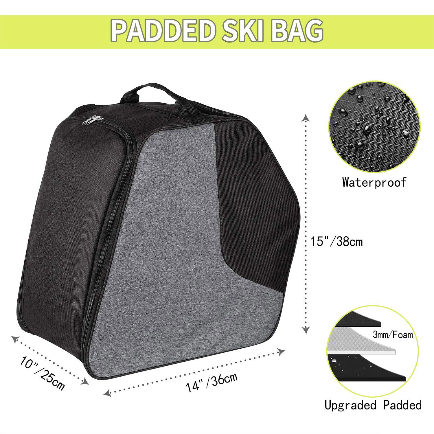 Сумка для лыж, водонепроницаемая, с плечевым ремнем и колесами