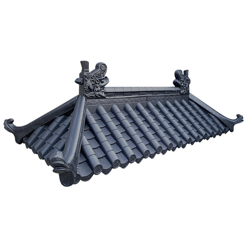Antique Resin Tiles Door Roof Chinoiserie Ancient Building Eaves Pavilion Decoration Integrated Plastic Tiles Glazed Tiles Gray Tiles