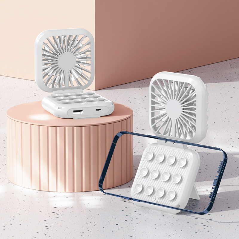 Factory neck folding plastic USB small fan built-in mobile phone sucker bracket high power 5000 mA