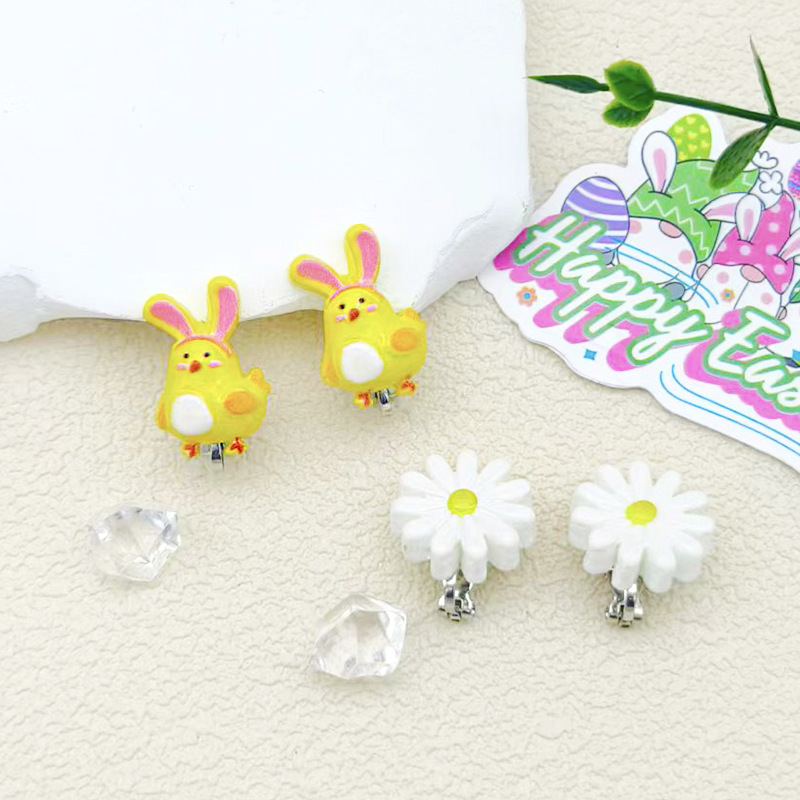 [Can] Amazon's Best-Selling Easter Pierced Ear Clips, Cute Cartoon Rabbit Egg Painless Earrings