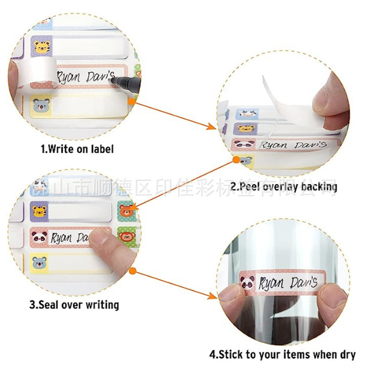 Handwritten Name Stickers Waterproof Cartoon Primary School Student Name Stickers Cute Children's Class Label Stickers Name Stickers Wholesale