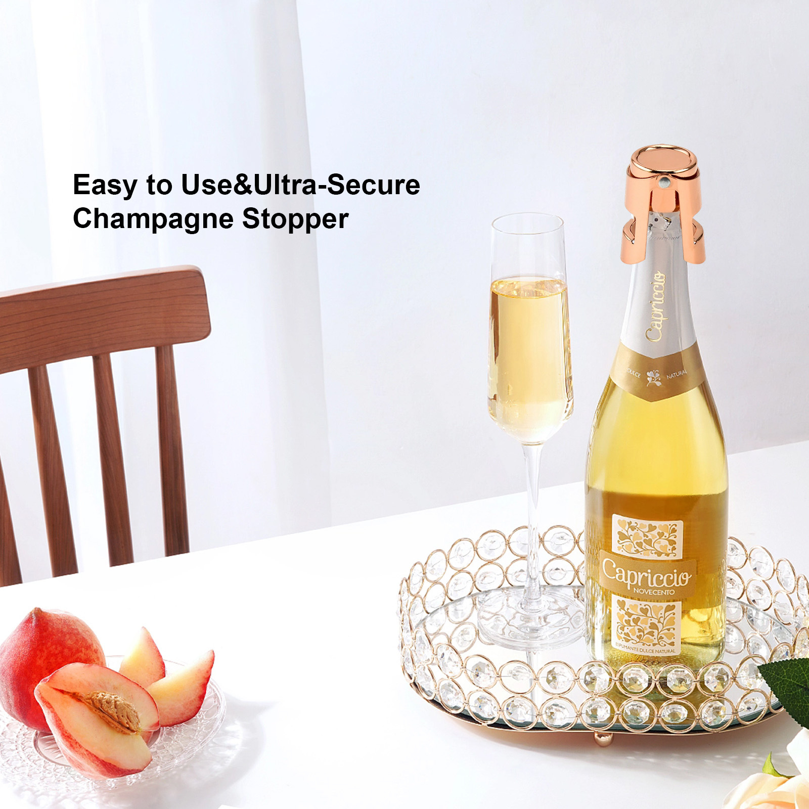 Stainless Steel Champagne Stopper, Red Wine Bottle Stopper, Sparkling Wine Bottle Stopper, Sealed and Leak-Proof Silicone Wine Stopper