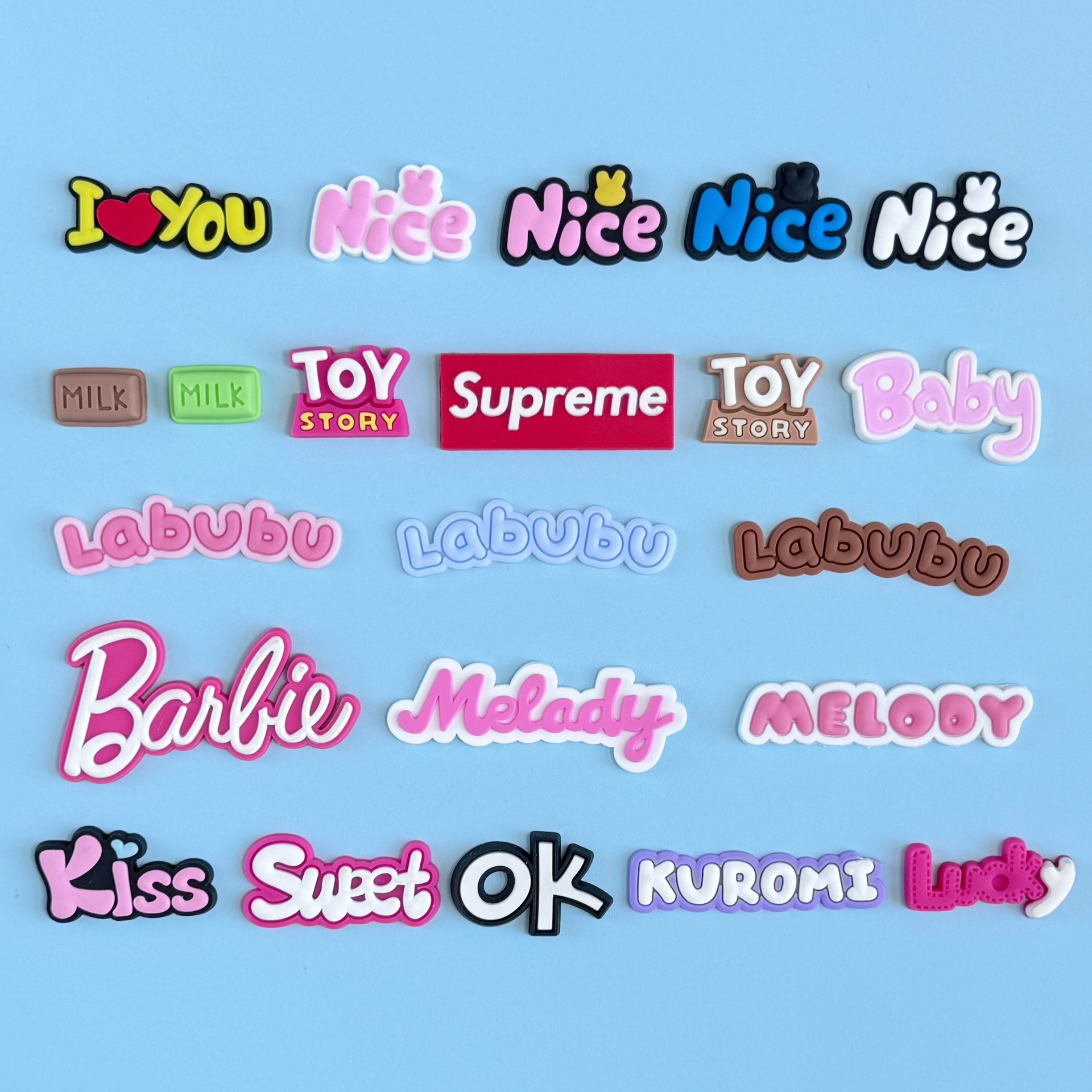 pvc soft glue english cartoon cute refrigerator air conditioner decorative patch diy home patch mobile phone case bag patch