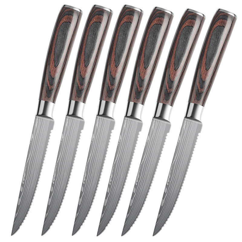 Color wooden handle stainless steel Western food steak knife Western food knife steak pork knife fruit knife meat knife in stock