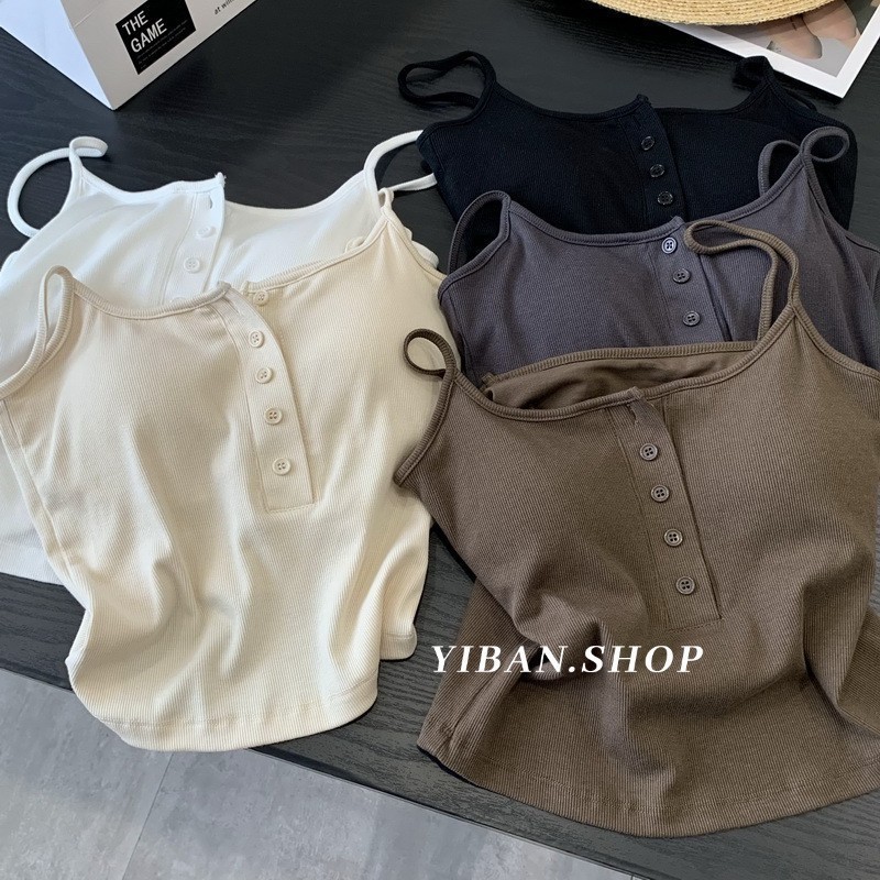 Button Camisole Women's Bracket Tube Top Outer Wear Fixed Cup Breathable Comfortable All-match Anti-light Inner Tube Top