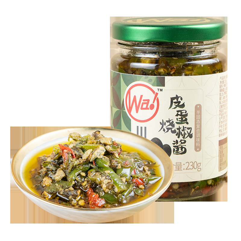 Sichuan baby egg fried pepper sauce chili sauce bibimbap noodles sauce tiger skin green pepper sauce 230g