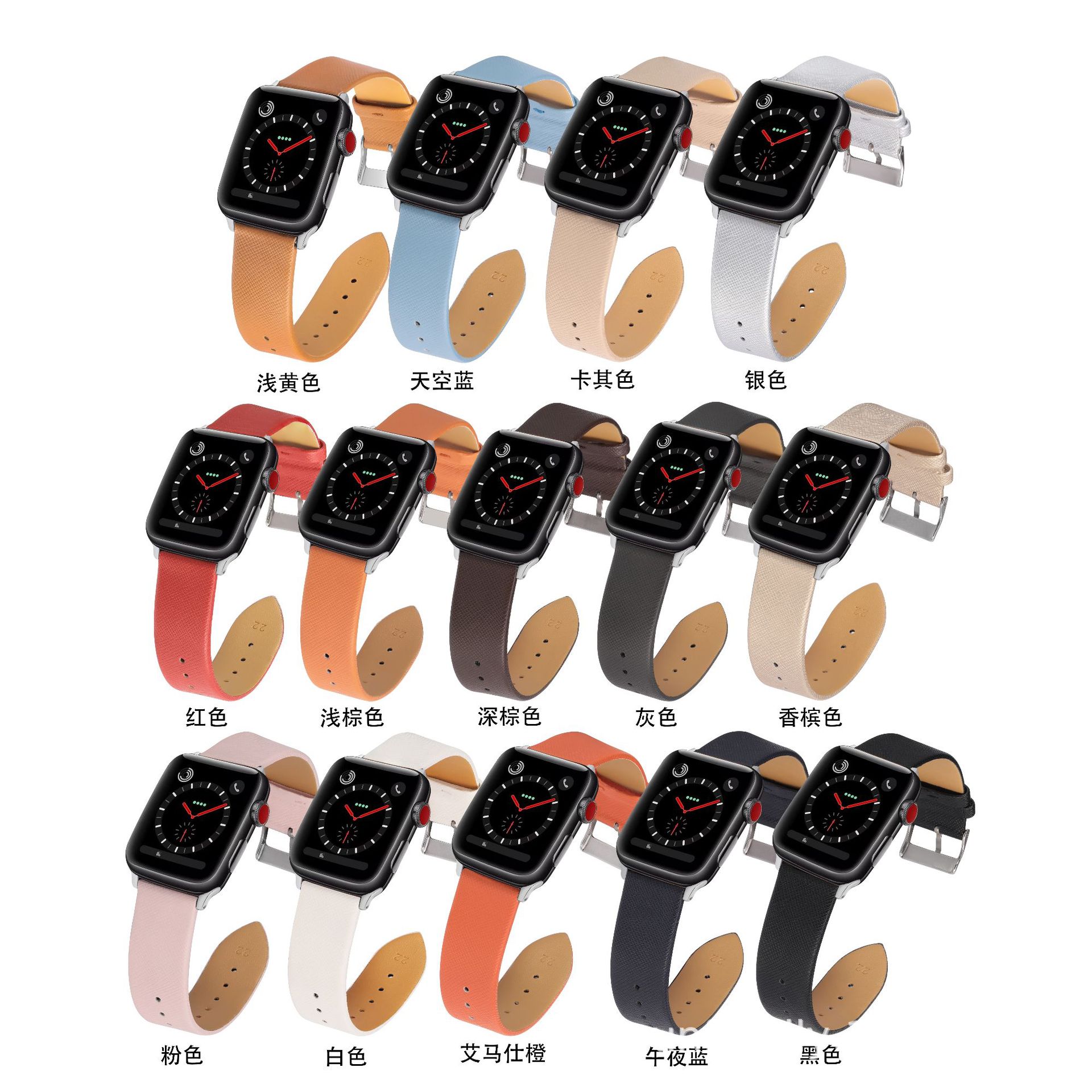 applewatch Strap for iwatch12345678 Generation SE Saffiano Adjustable Pin Buckle Apple Strap