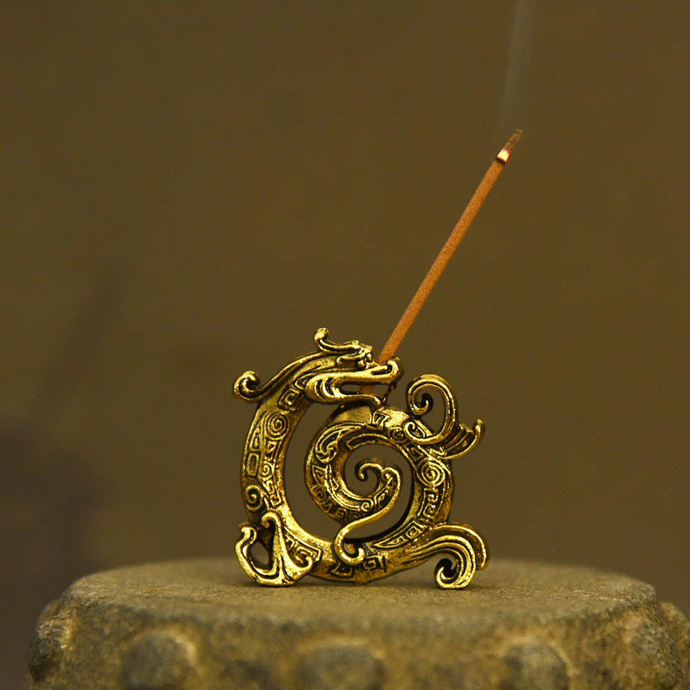 Cross-Border Antique Gold-Colored Crafts Ornaments, Dragon-Shaped Incense Holder, Dragon-Shaped Aromatherapy Decorations, Wholesale Incense Burner, Aromatherapy Burner